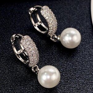 925 Silver Plated Drop Earrings Elegant Zircon stainless steel